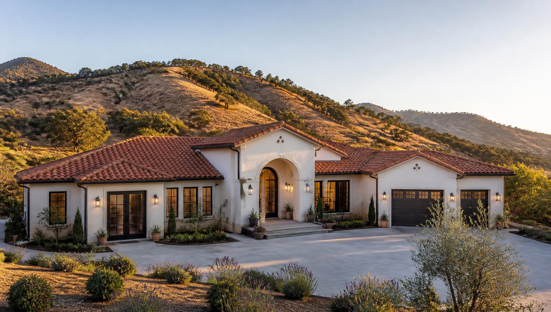 San Diego County hillside home surrounded by chaparral in a wildland-urban interface neighborhood