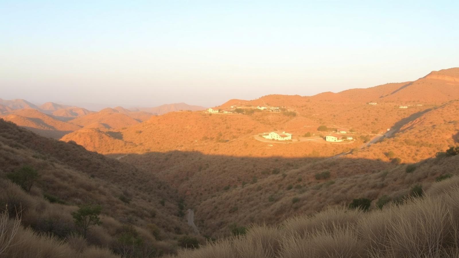 Chaparral-covered canyon hillsides with scattered homes in San Diego County, CA